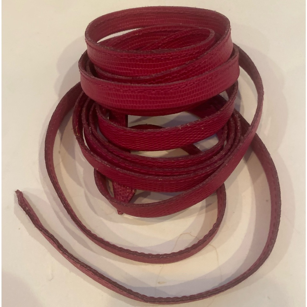 Hot Pink fuscia Skinny Triple Wrap faux Leather Belt